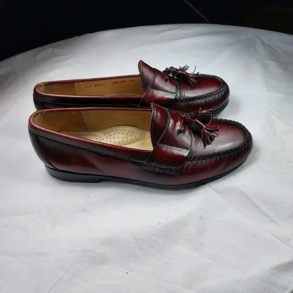 Cole Haan Mens Mahogany Brown Leather Slip-On Tassel Loafer 8.5 - Picture 5 of 14